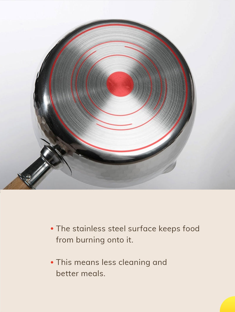 Hammer Pattern Japanese Saucepan with Wooden Handle | Cooking Pot
