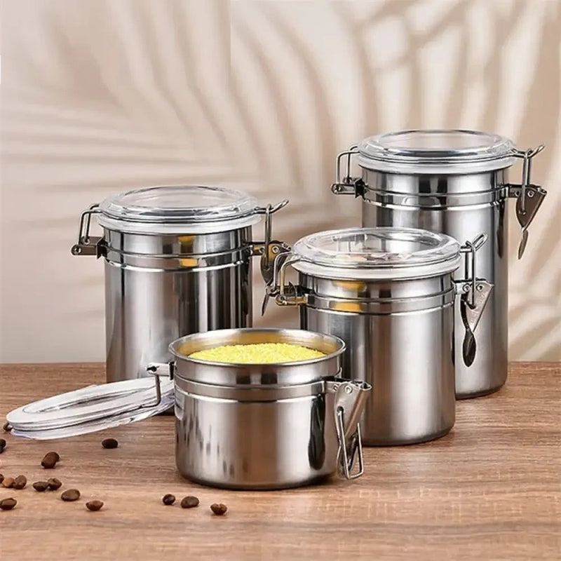 Set of 4 - Stainless Steel Canister Jars Techmanistan