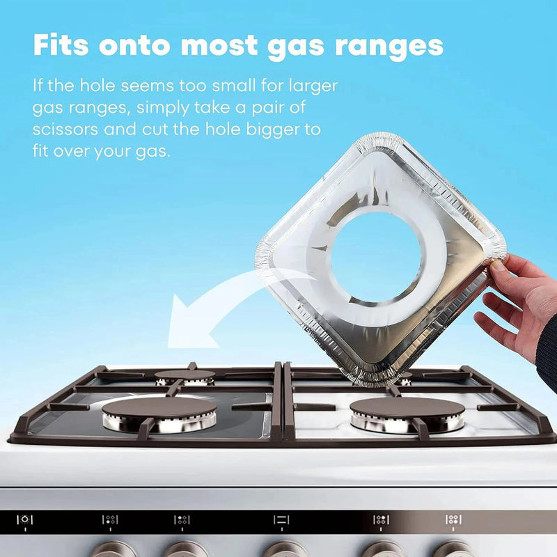 Pack of 10 - Disposable Aluminum Foil Round Gas Stove Burner Covers Techmanistan