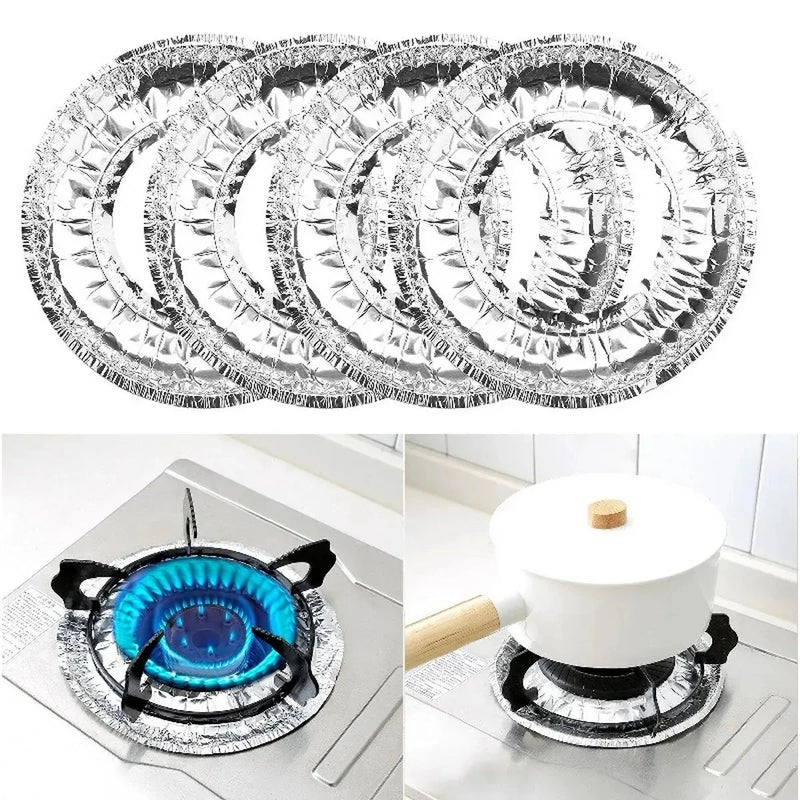 Pack of 10 - Disposable Aluminum Foil Round Gas Stove Burner Covers Techmanistan