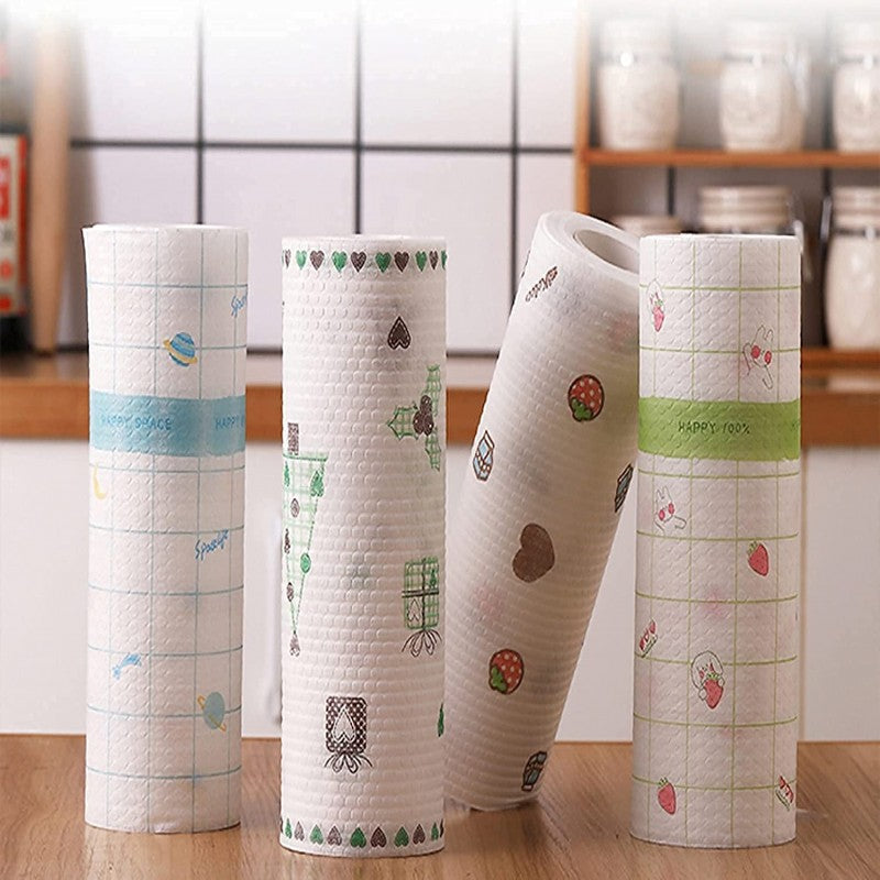 Reusable Kitchen Wipes Cleaning Cloths, 50 Wipes per Roll
