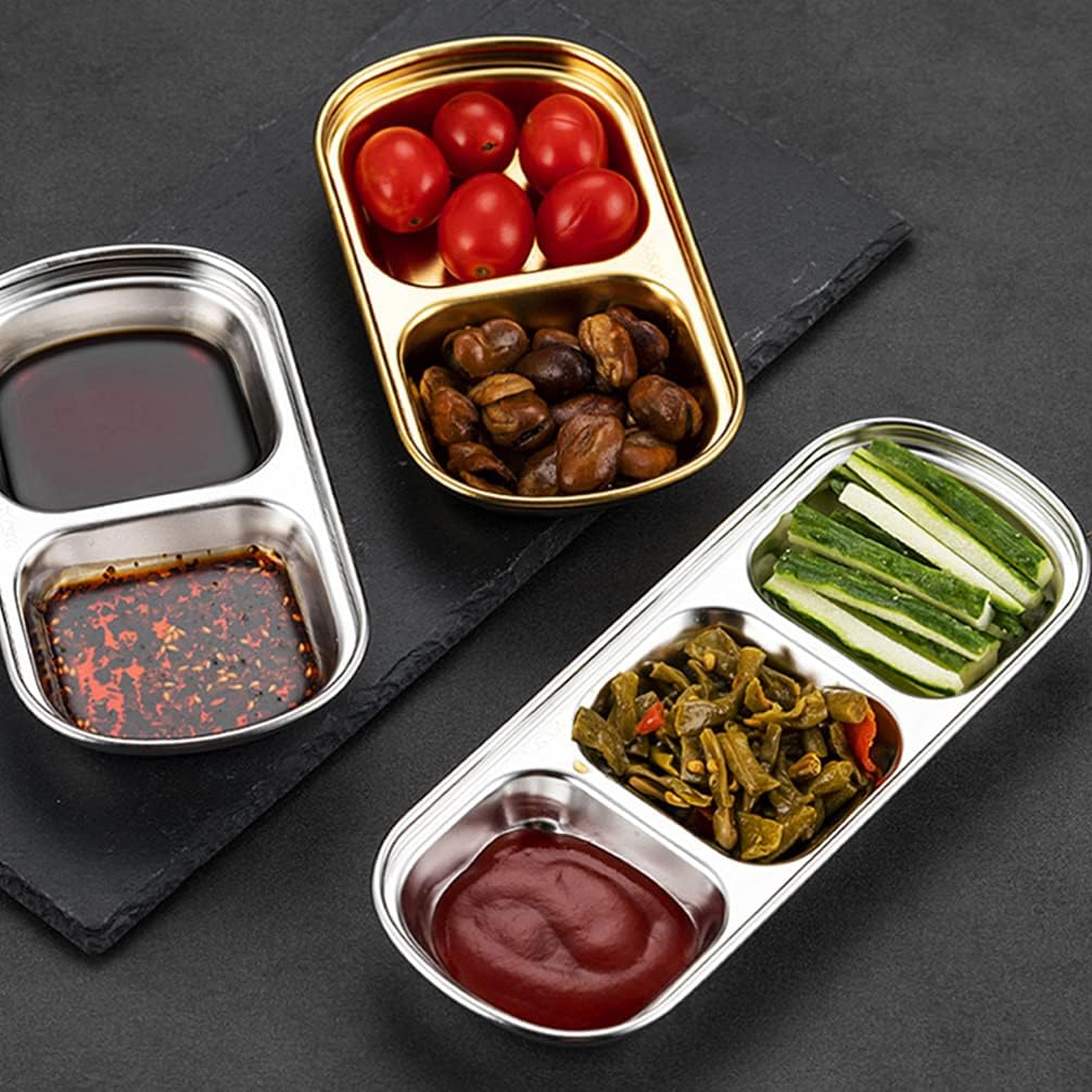 2 Compartments Stainless Steel Rectangular Thali Plate - Techmanistan in Pakistan