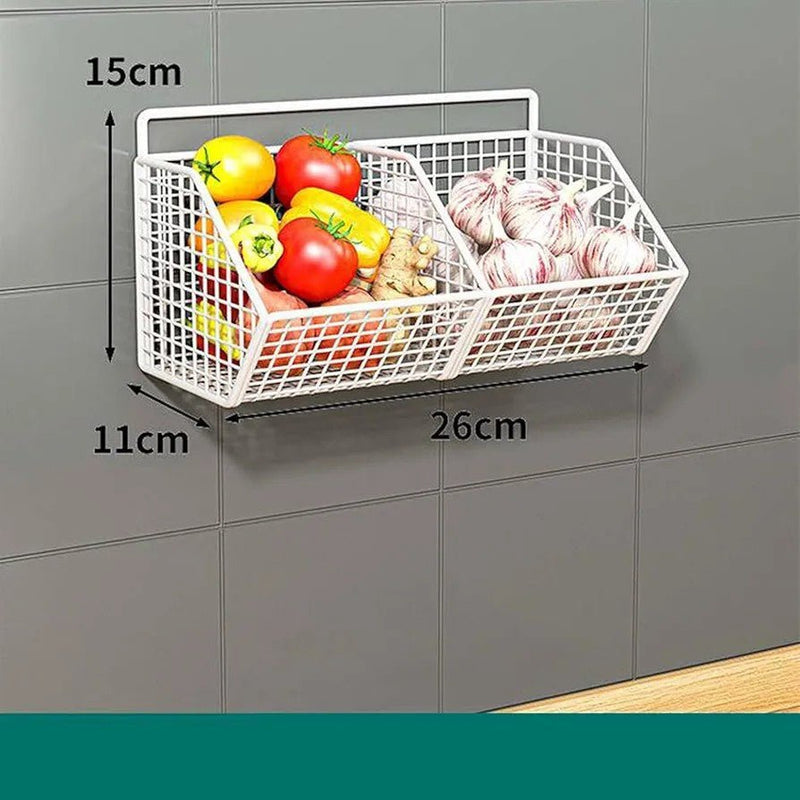 2 Grids Wall Mounted Metal Wire Storage Basket - Techmanistan in Pakistan