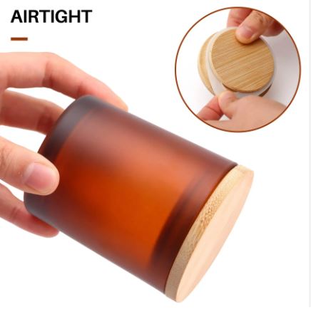 200ml Multi - purpose Durable Airtight Premium Glass Candle Storage Jars with Wooden Lid - Techmanistan in Pakistan