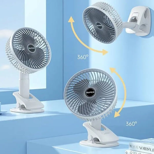 Handheld Clipped Portable 3 Gears Rechargeable Desktop Fan