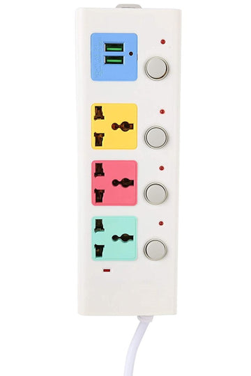 3 Sockets + 2 USB Ports Charging Extension - Techmanistan in Pakistan