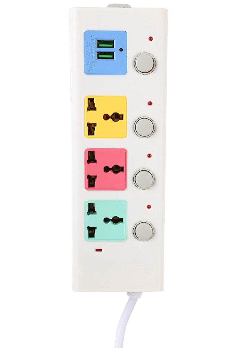 3 Sockets + 2 USB Ports Charging Extension - Techmanistan in Pakistan