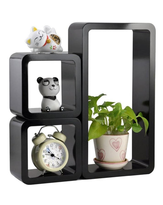 Set of 3 - Rectangular Wall Mount Shelves - Black My Store