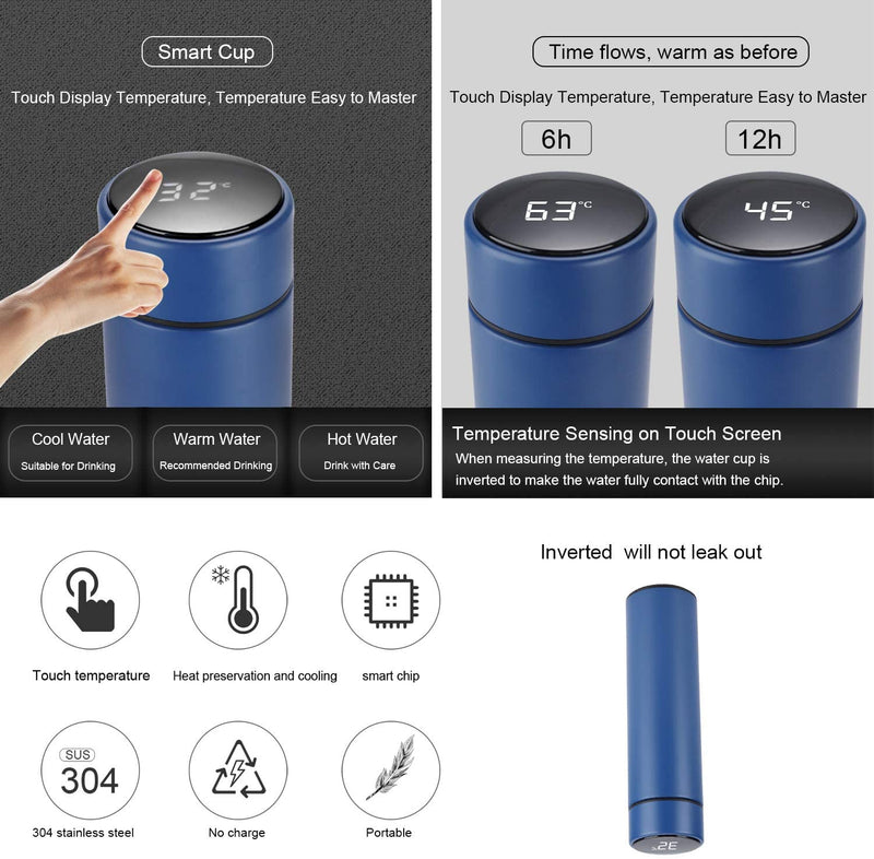 Random Color 500 ML Stainless Steel Vacuum Insulated Water Bottle with Automatic LED Temperature Display, Large Flask Stainless Steel Thermal Insulated Water Bottle Cup My Store