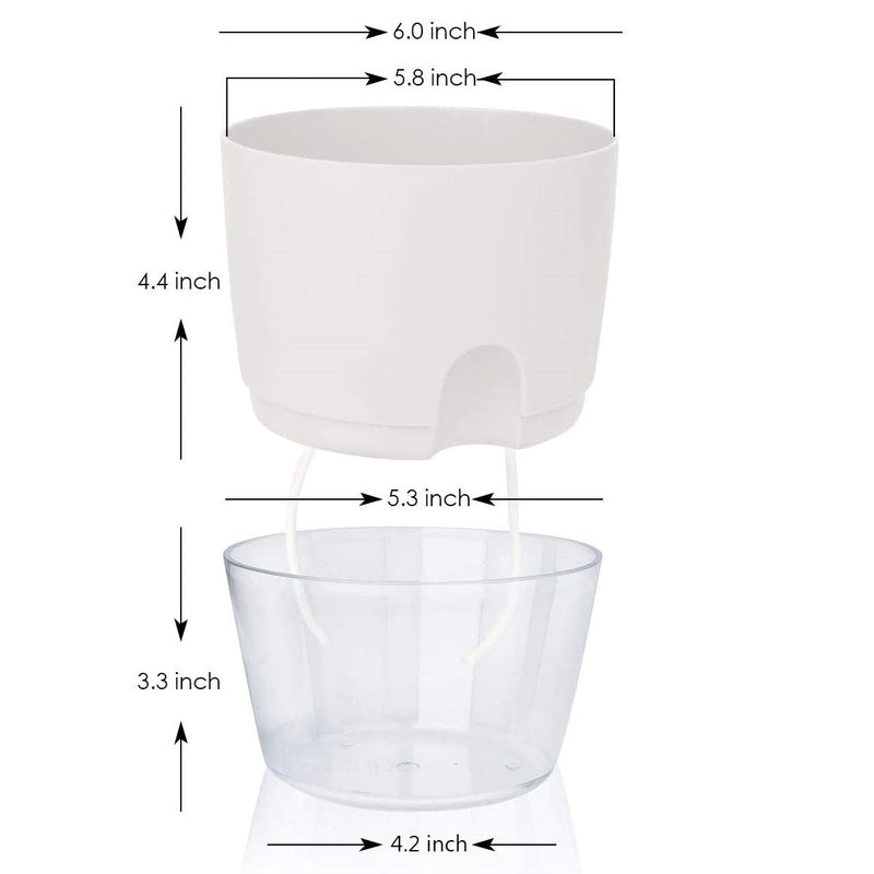 Indoor Plastic Self Watering Flower Pot With Cotton Rope & Container For Water My Store