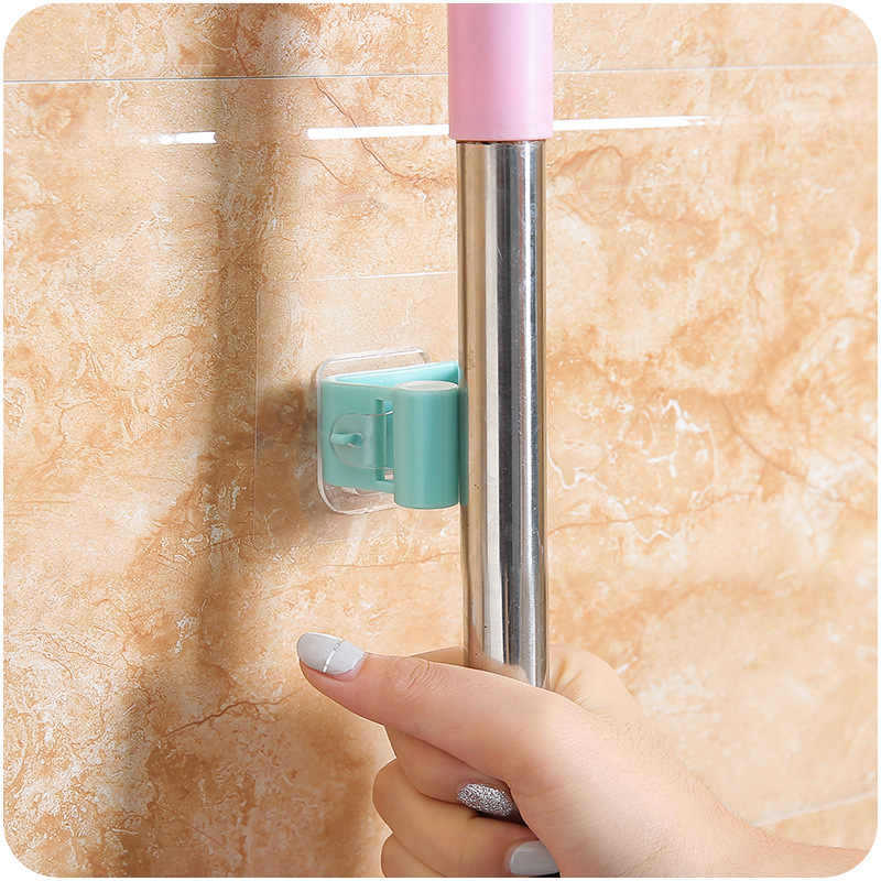 Pack of 3 - Random Color Self Adhesive Wall Mounted Mop Hook Mop Holder Broom Clamp, Bathroom Mop Holder, No Trace-Free Punching Nail-Free Mop Clip, No Drilling Mop and Broom Holder, Brush Broom Hangerz My Store