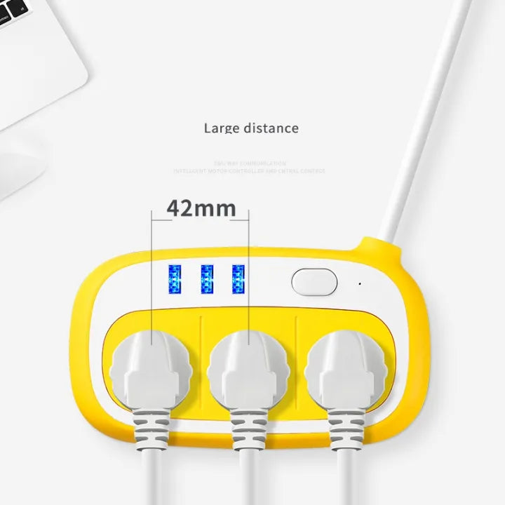 Techmanistan Random Color - Multipurposed 2 Meter Cable 3 Sockets Universal Sockets