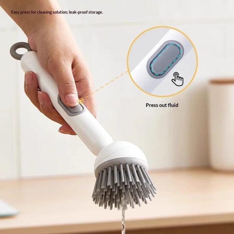 Rotating Long Handle Soap Dispensing Kitchen Brush