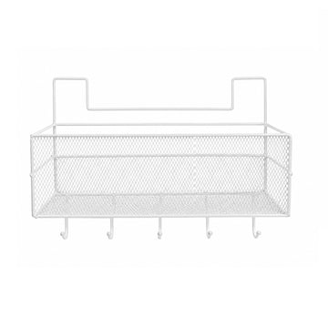 Hanging Storage Basket with 5 Hooks – Wall-Mount Mesh Organiser (26×13.5×20 cm)