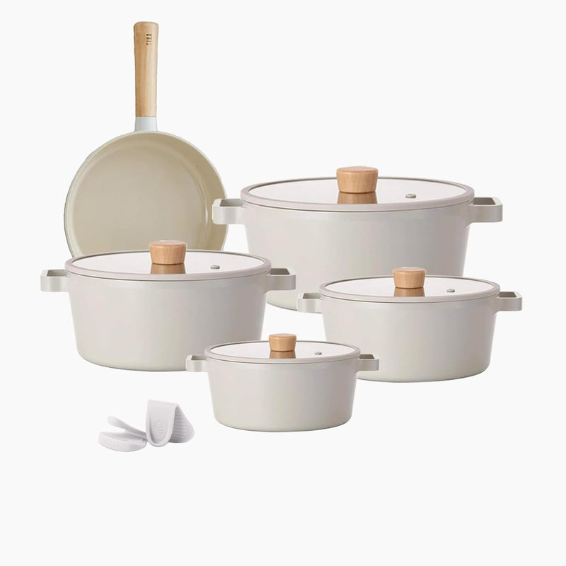 11-Piece Non-Stick Cookware Set β Pots & Pans with Lids | Ceramic Coated Aluminium