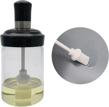 Oil Dispenser Glass Oil Bottle With Silicone Brush Oil Vinegar Dispenser Bottle with Pastry Brush 220 ml Oil Container Bottle for BBQ Baking Kitchen Refillable Oil Dispenser with Basting Brush My Store