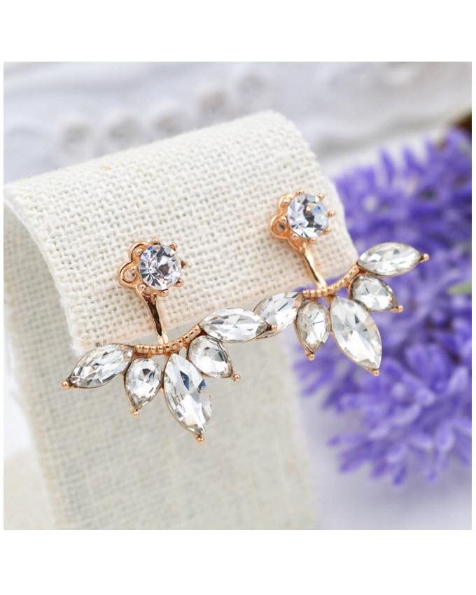 Leaves Shaped Crystal Stud Earrings--Techmanistan-My Store