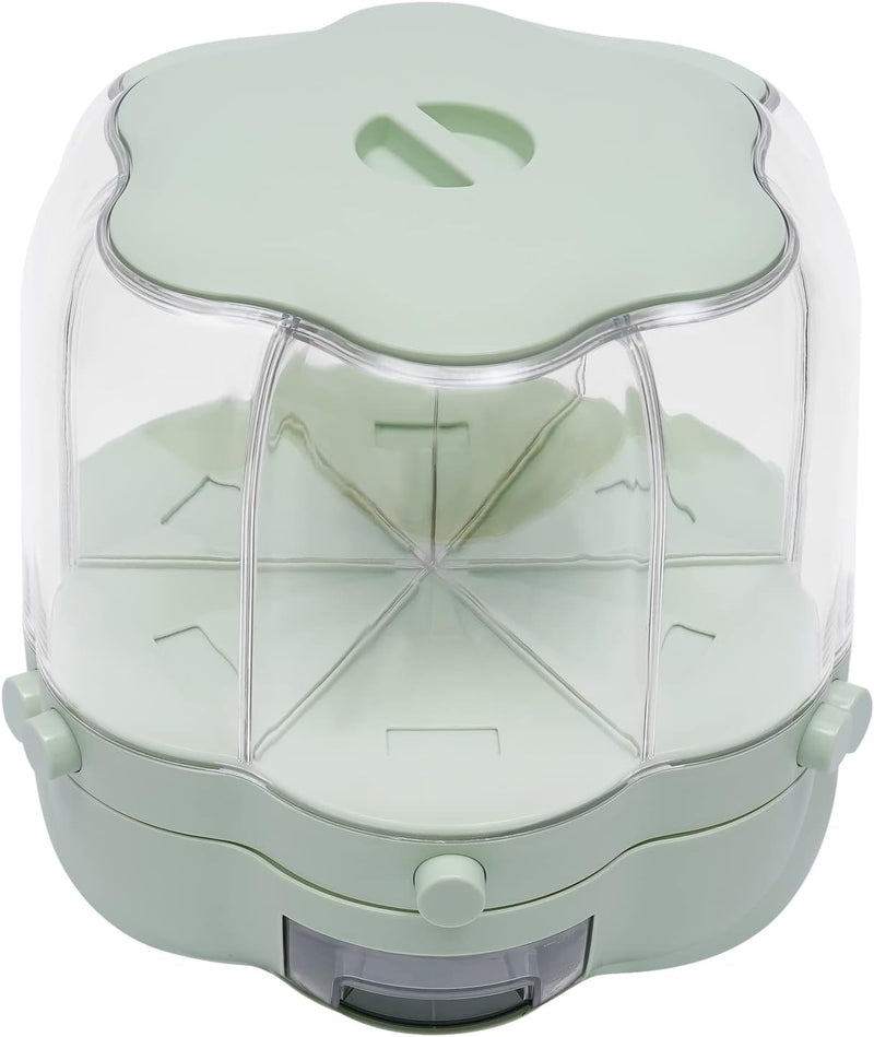 6-Compartment Rotating Rice Storage Dispenser – Flower Pattern, 7L Cereal Container