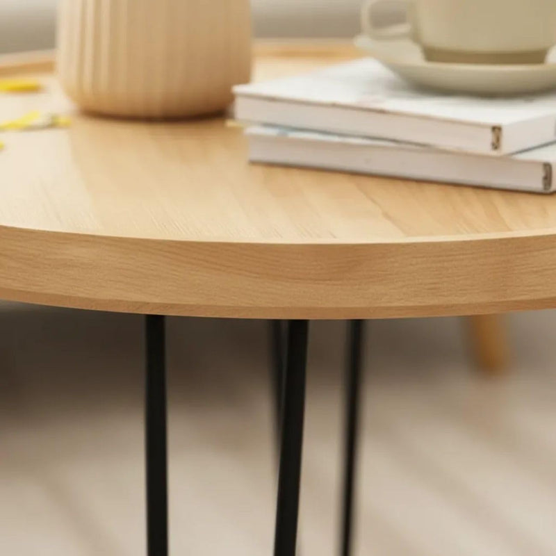Foldable Wood Coffee Table with Metal Legs