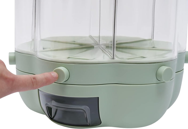 6-Compartment Rotating Rice Storage Dispenser – Flower Pattern, 7L Cereal Container