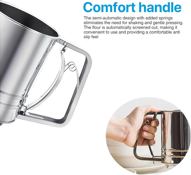 Double Screen Stainless Steel Flour Sifter Cup
