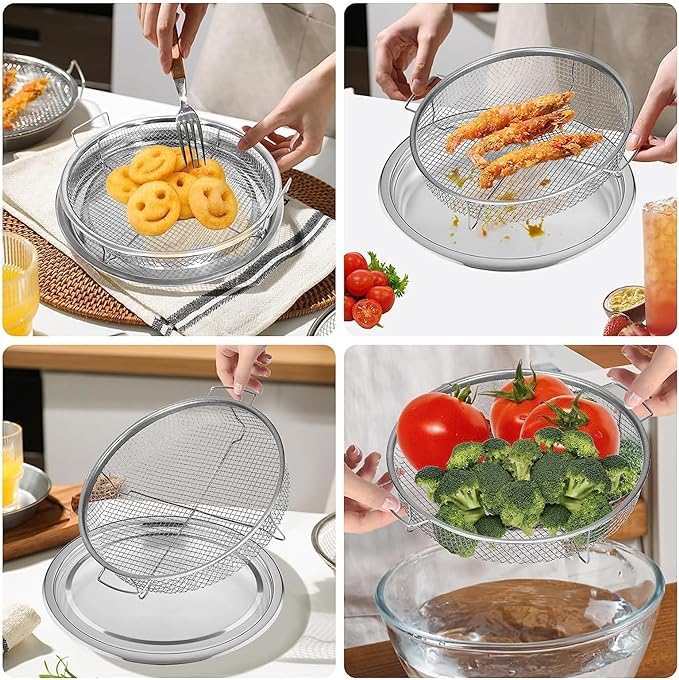 Premium Non-Stick Air Fryer Baking Tray with Mesh Basket