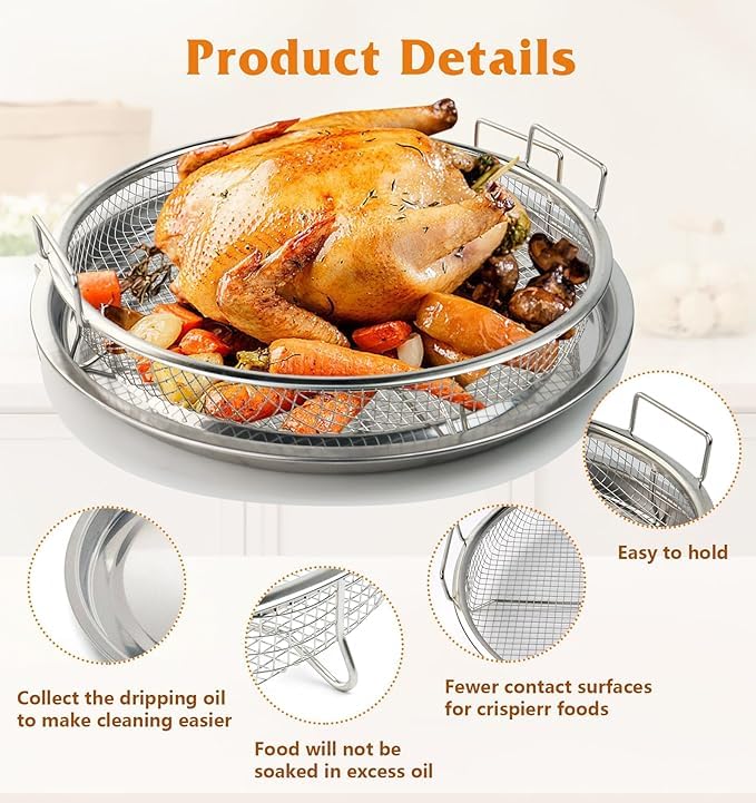 Premium Non-Stick Air Fryer Baking Tray with Mesh Basket