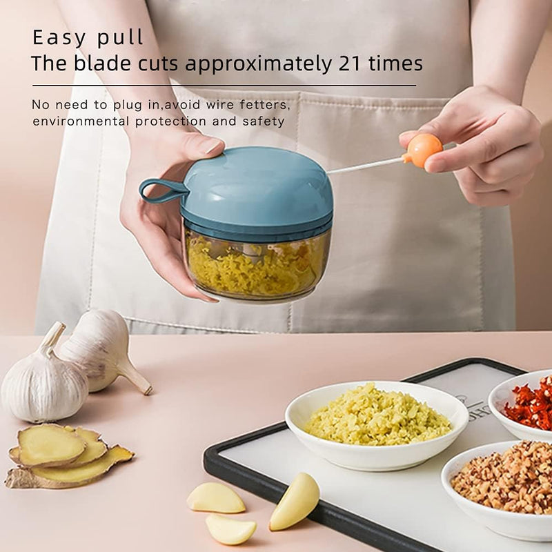 Manual Drawstring Garlic Chopper, Mini Food Processor