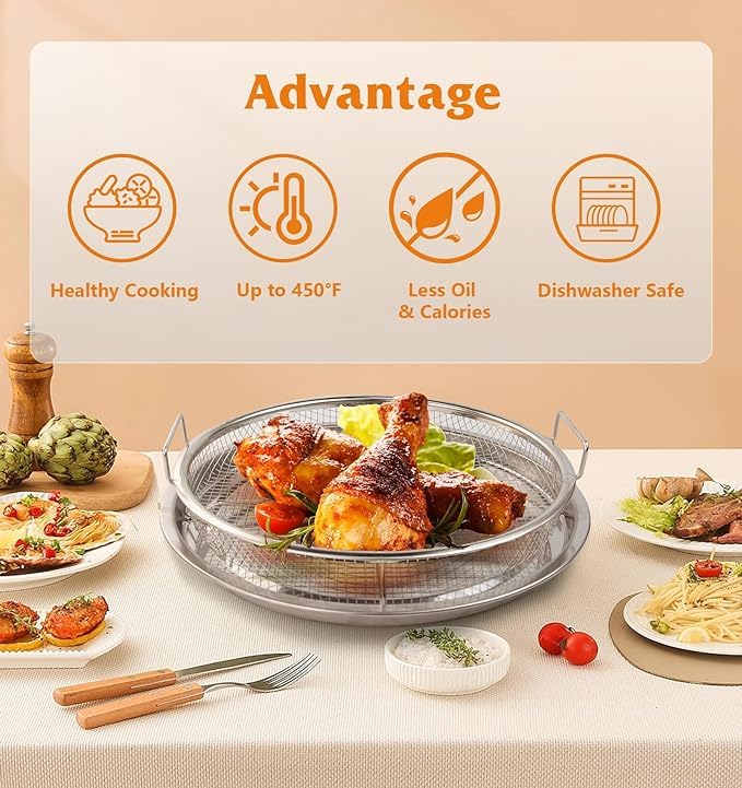 Premium Non-Stick Air Fryer Baking Tray with Mesh Basket