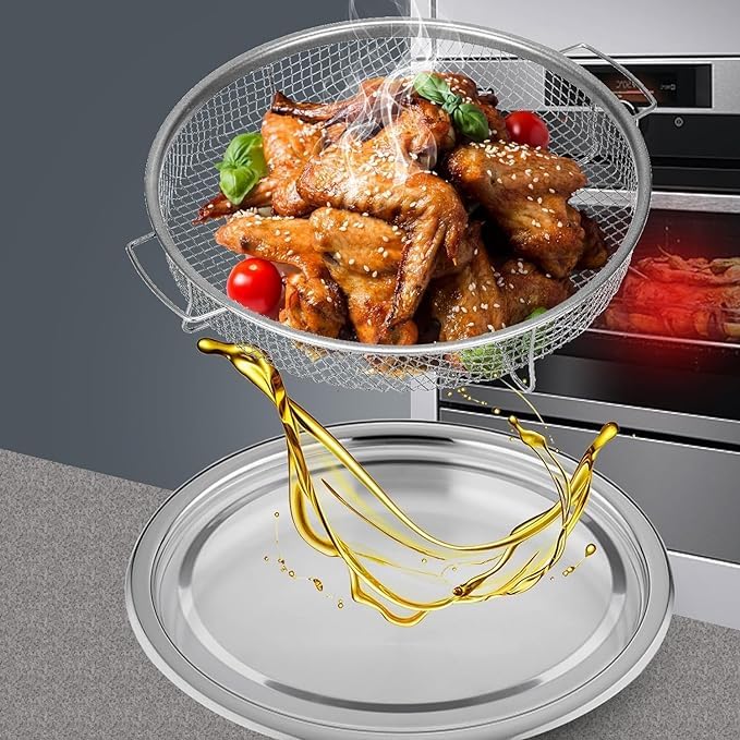 Premium Non-Stick Air Fryer Baking Tray with Mesh Basket