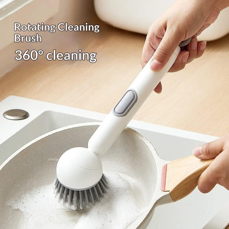 Rotating Long Handle Soap Dispensing Kitchen Brush