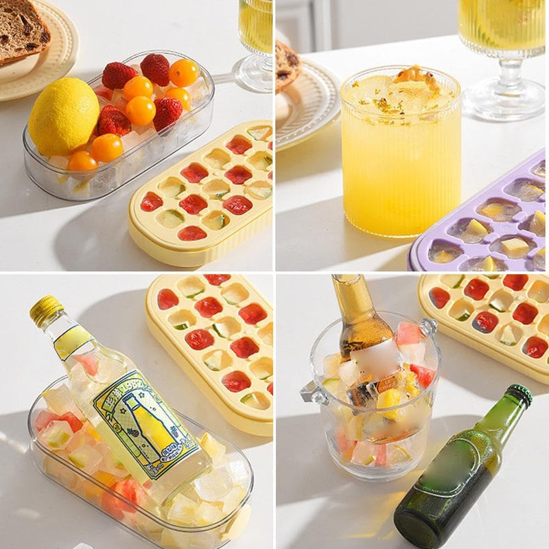 Random Colour - 2 in 1 Ice Cube Bottle Tray - 800ml 24 Cubes Vertical Ice Maker Cup for Freezer