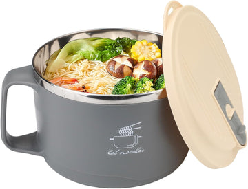 Stainless Steel Noodle Bowl with Lid and Handle, 1100 ml