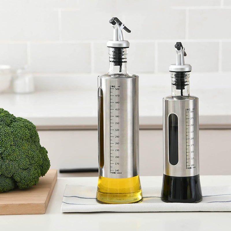 Stainless Steel and Glass Oil Dispenser Bottle Techmanistan