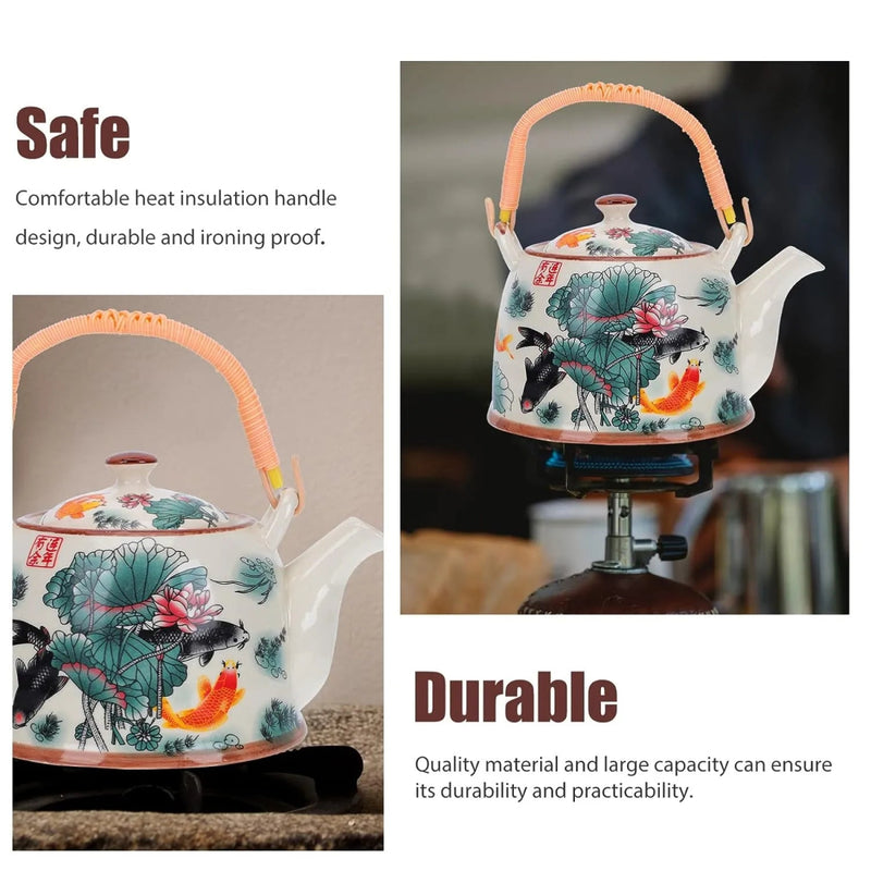 7 Pieces Ceramic Teapot & Cups Set - Random Designs - Techmanistan in Pakistan