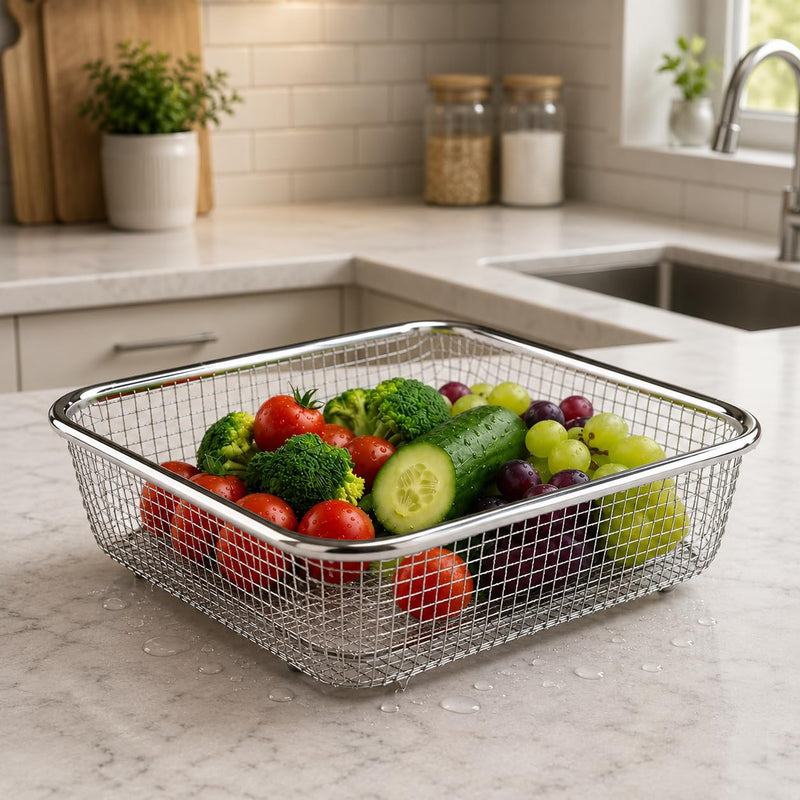 Stainless Steel Drainage Strainer Storage Basket Colander