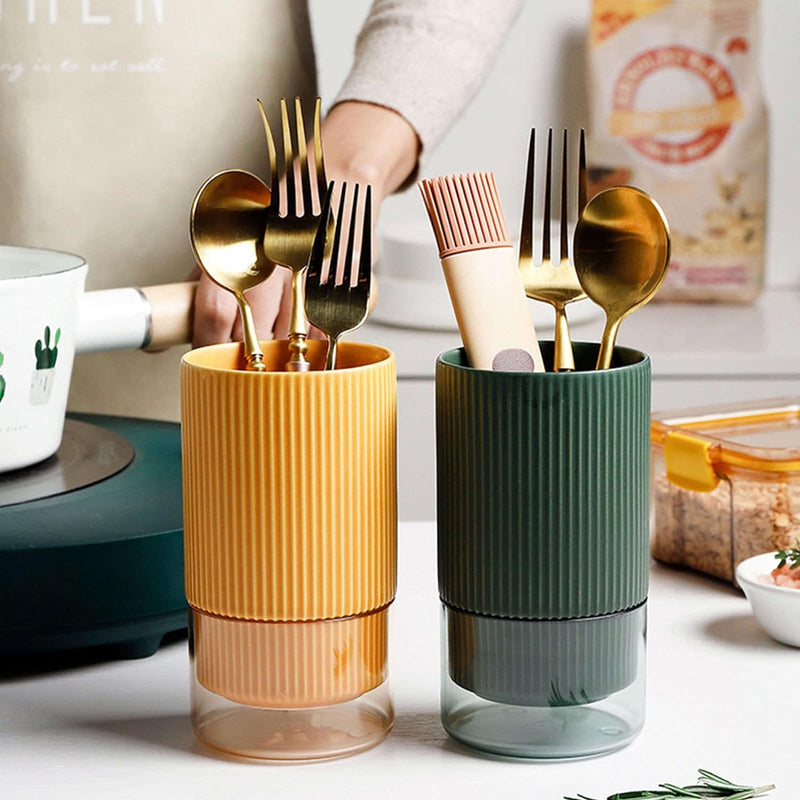 Self Draining Ceramic Chopsticks Cutlery Holder Techmanistan