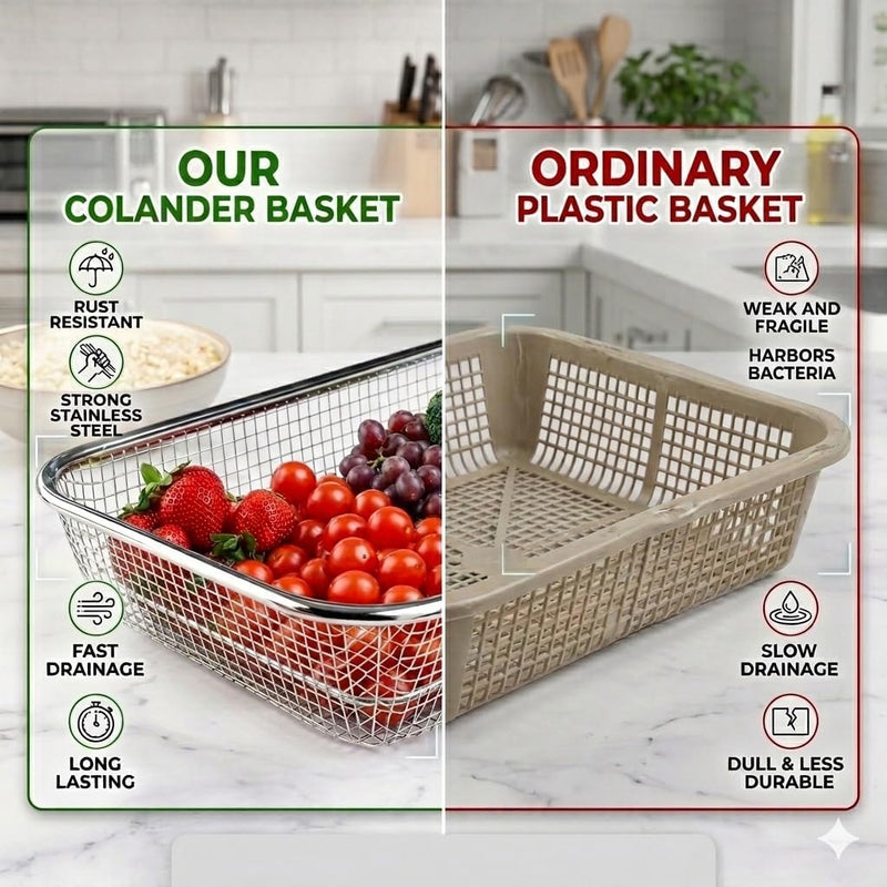 Stainless Steel Drainage Strainer Storage Basket Colander