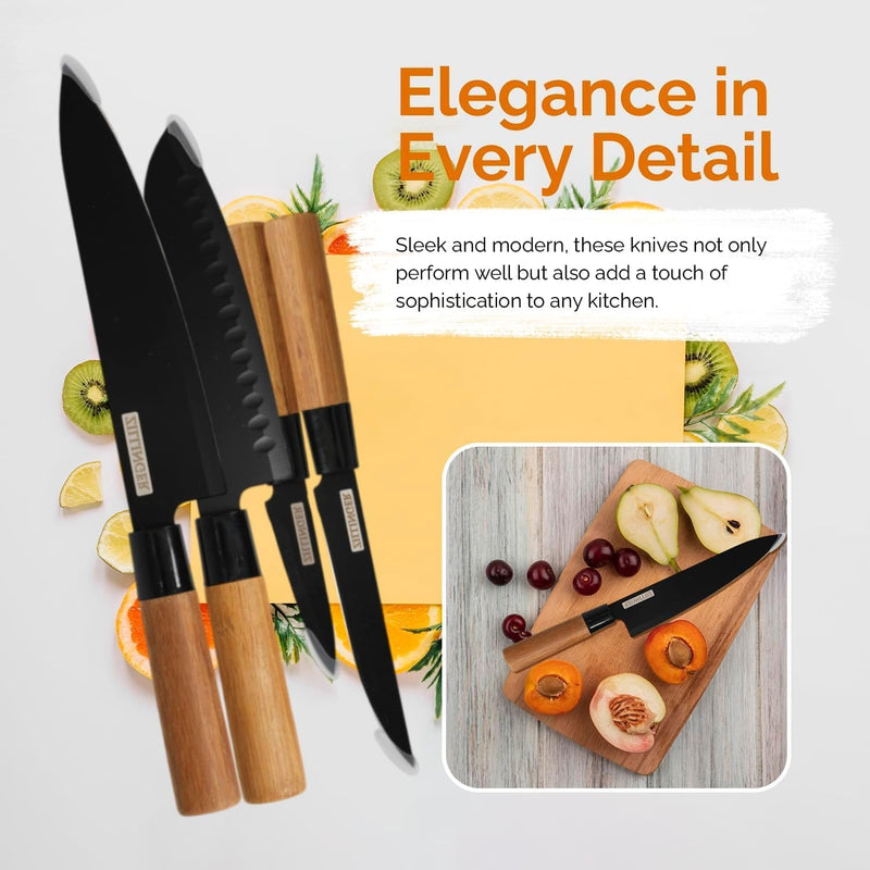 4 Pcs High-Carbon Stainless Steel Chef Knife Set