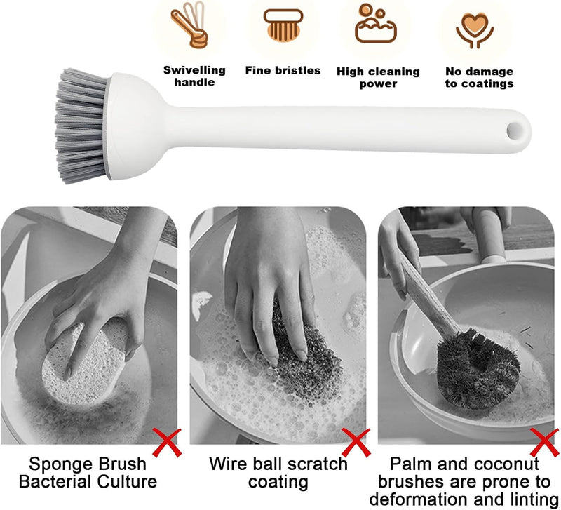 Rotating Long Handle Soap Dispensing Kitchen Brush