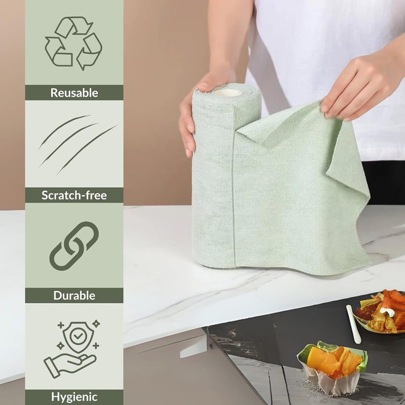 Reusable Microfiber Cloth Roll β 1 Roll Includes 20 Pcs | Multi-Color