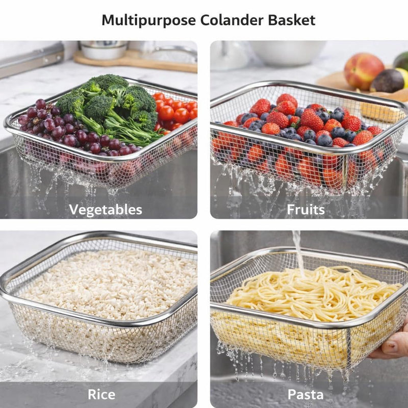 Stainless Steel Drainage Strainer Storage Basket Colander