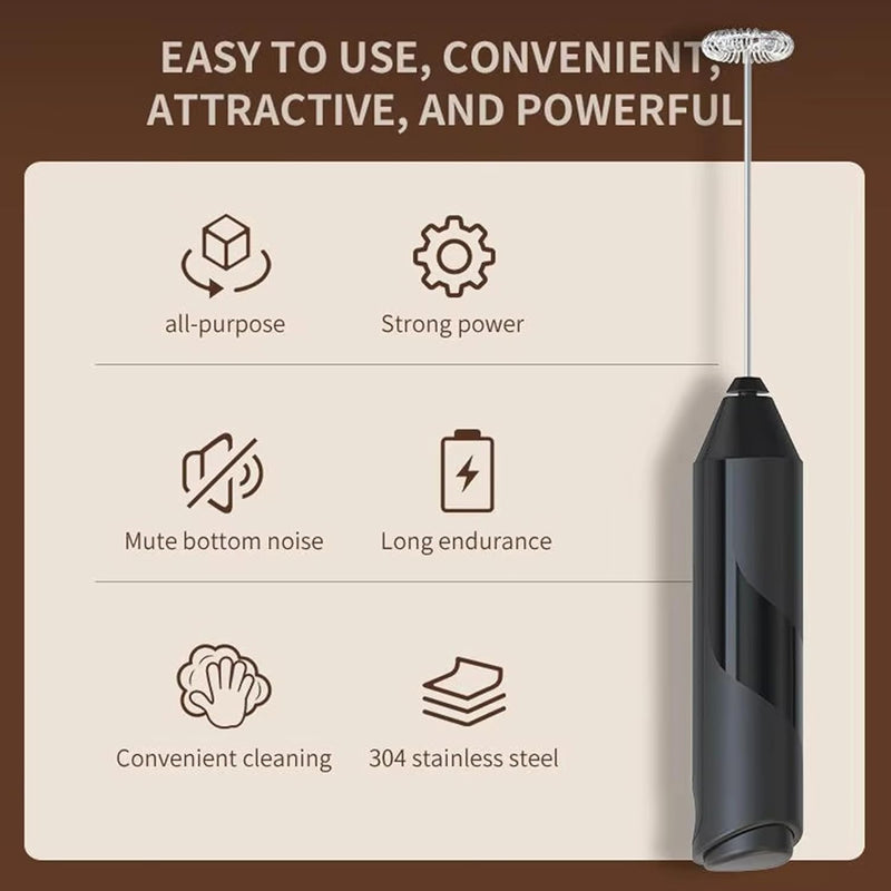 Battery-Operated Electric Milk Frother with Stand