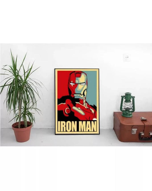 Iron Man Comic Retro Poster on Kraft Paper - Block Mounted - Multicolor My Store