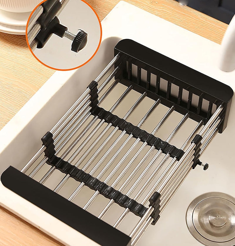 Retractable Stainless Steel Dish Drainer – Adjustable Over Sink Drying Rack