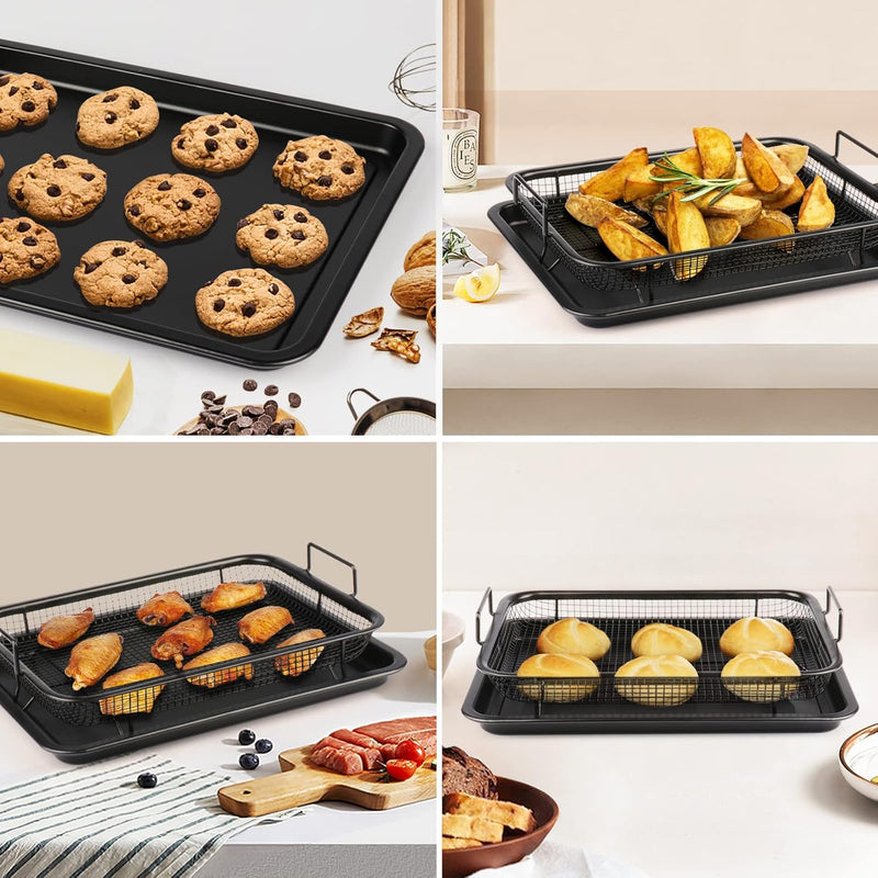 Premium Non-Stick Air Fryer Baking Tray with Mesh Basket
