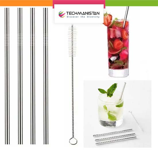Stainless Steel Reusable Drinking Straws with Cleaning Brush My Store