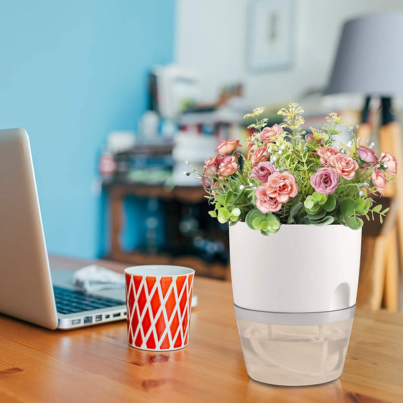 Indoor Plastic Self Watering Flower Pot With Cotton Rope & Container For Water My Store