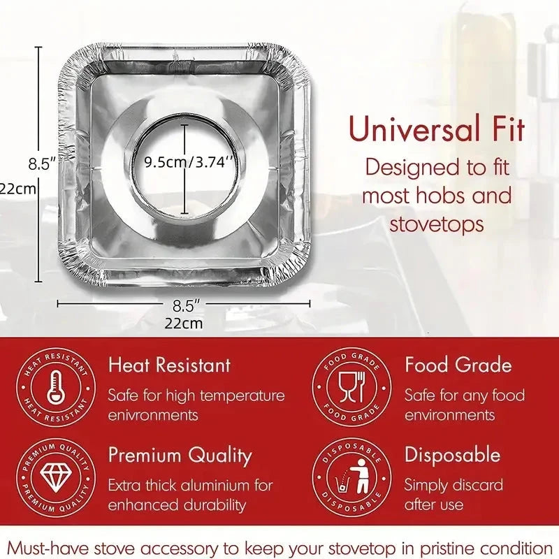 Pack of 10 - Disposable Aluminum Foil Round Gas Stove Burner Covers Techmanistan