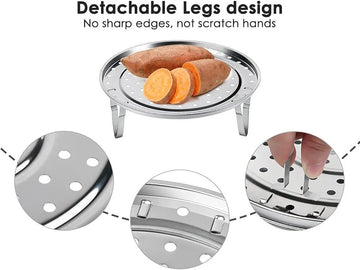 Stainless Steel Steamer Stand with Removable Legs Techmanistan